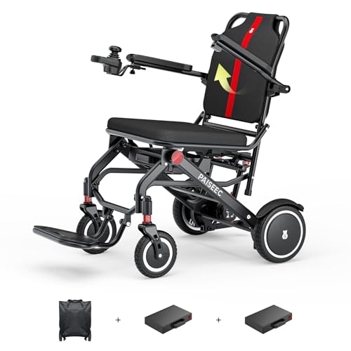Paiseec Electric Wheelchair Lightweight Foldable, Only 32 lbs, Up to 22 Miles, Power Wheelchair for Adults, Portable Motorized Wheelchair with Travel Bag