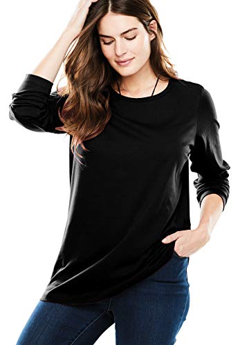 Woman Within Plus Size Perfect Long-Sleeve Crewneck Tee (Petite Available)