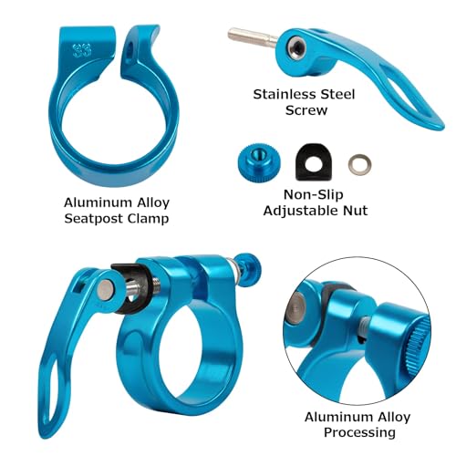 image for PSLER Bike Seat Post Clamp - Bicycle Quick Release Seatpost Collar for