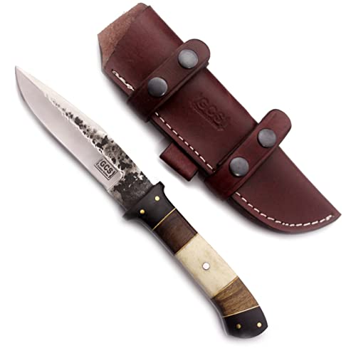 GCS Handmade Mixed Handle D2 Tool Steel Tactical Hunting Knife with leather sheath Full tang blade designed for Hunting & EDC GCS 509 - GCS Knives
