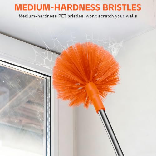 Image of SetSail Cobweb Duster with Extension Pole, for Cobweb Cleaning, Orange