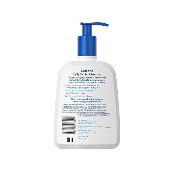 Face Wash by Cetaphil, Daily Facial Cleanser for Sensitive, Combination to Oily Skin, 20 oz, Gentle Foaming, Soap Free, Hypoallergenic