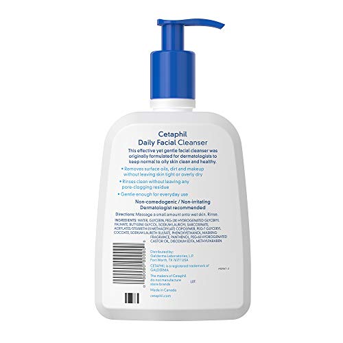 Face Wash by Cetaphil, Daily Facial Cleanser for Sensitive, Combination to Oily Skin, 20 oz, Gentle Foaming, Soap Free, Hypoallergenic - Image 6