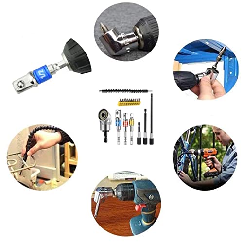 Fouua A-0024 Flexible Drill Bit Extension, Includes 105° Right Angle Drill, Bendable, 3Pcs 1/4 3/8 1/2 Inch Universal Socket Adapter Set, 3Pcs Drill Bit Holder, Screwdriver Bit Kit thumb #5