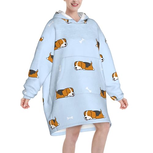Sweat à capuche couverture flanelle avec manches pull géant motif chien