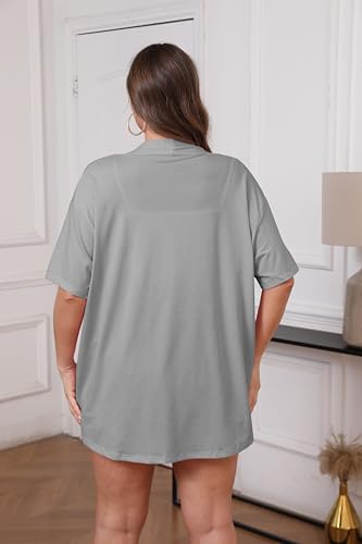 Image of IN'VOLAND Women Plus Size Lightweight Cardigan Short Sleeve Open Front Casual Summer Kimonos Cardigans with Pockets