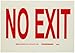 Brady 73542 7" Height, 10" Width, B-324 Self-Stick Polyester, Red On Green Color Glow In the Dark Exit And Directional Sign, Legend "No Exit"