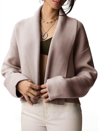 Saodimallsu Womens Cropped Cardigan Open Front Shawl 2026 Fall Trendy Long Sleeve Sweater Jacket...