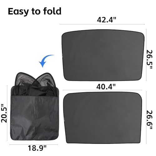 Image of Lightweight mesh Sunshade Roof for Tesla Model 3(2020-2025),2 in 1 Upgraded Sunroof Windshield Shade,Foldable Front & Rear Sunroof UV & Heat Insulation Glass Roof Sun Shade for Model 3 Accessories