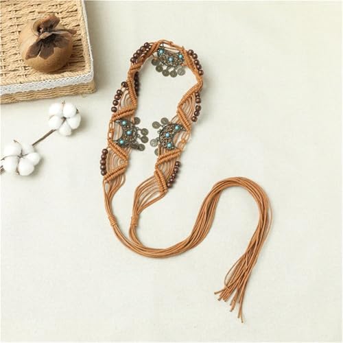 Braided Leather Belt For Women Casual Retro Tassel Decorated Waistband For Jeans And Dresses4