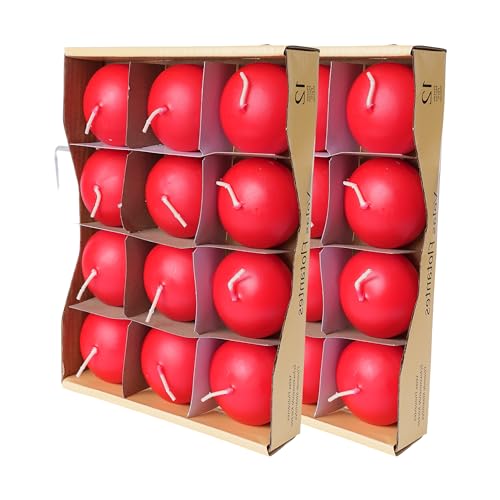 Velas Flotantes Decorativas Sin Perfume, 4.6x3 Cm, Duración 4 Horas - Rojo, 24 Velas