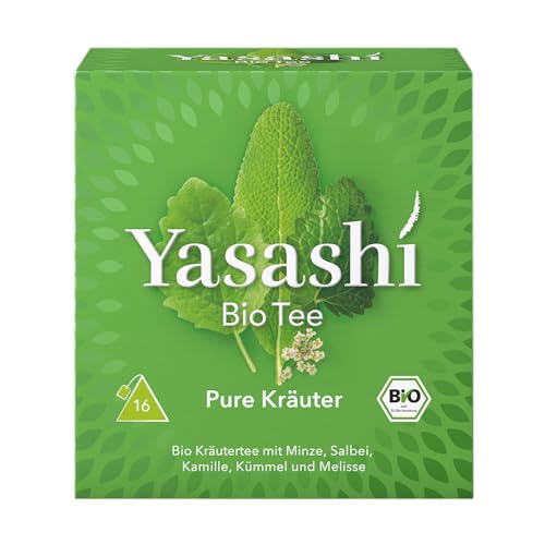 Yasashi Tee | Pure Kräuter | 16 Pyramidenbeutel | Glutenfrei | Laktosefrei | Vegan