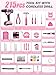 HUAKAYO Pink Cordless Drill Set 215 Pcs, 21V Pink Power Drill Tool Set Kit with Storage Bag, Electric Drill Set for Women, Precision Screwdriver set, Magnetic Tool Belt, ToolBox for DIY Projects