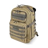 Yukon Outfitters Alpha Backpack - EDC Hiking Outdoor Ergonomic Durable 600D Polyester Pack with Multiple Storage Options - Two Tone Coyote/Foliage