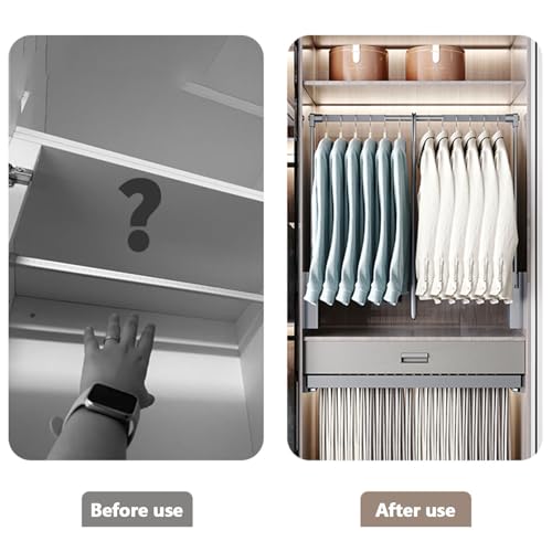 Tringle de penderie rabattable pour optimiser un grand dressing
