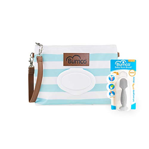 Bumco Diaper Clutch Bag and Mini Cream Spatula - Baby Travel Essentials, Small Bag with Wipes Dispenser, BPA-Free Butt Spatula, Mini Cream Applicator with Case