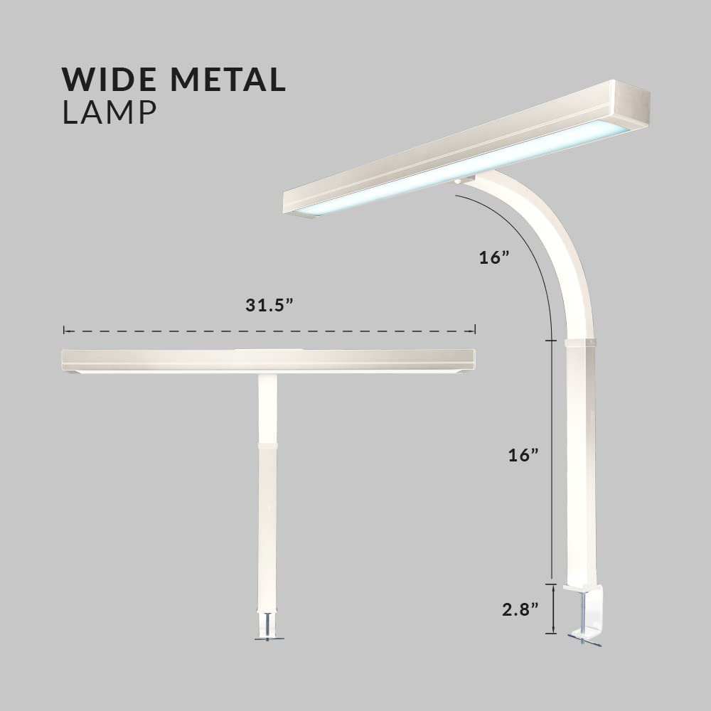 Neatfi LED-Schreibtischlampe mit Klemme, 3.000 Lumen | Dimmbar | 5 Helligkeitsstufen & 5 Lichtmodi | Memory-Funktion | Augenfreundliche Flexible Lampe für Zuhause und Büro (80 CM, Weiß)