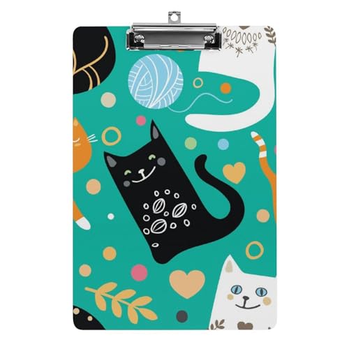 Porte document avec clip A4 chaton noir sous forme de planchette rigide de bureau