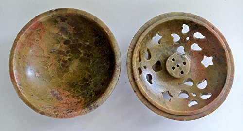 Soapstone/Stone Incense Burner Bowl, Pot, Jar For Cones, Sticks, Resins Or Charcoal-Sbr34 #TOP2