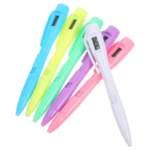 Pack de 6 bolígrafos con reloj digital para gestionar tu tiempo en exámenes y oficina.