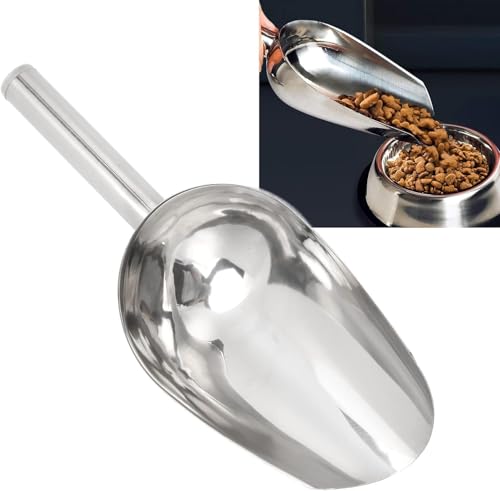 Image of Steel Handle Pet Dog Cat Food Feeder Shovel Scoop - Silver (1 PCS)
