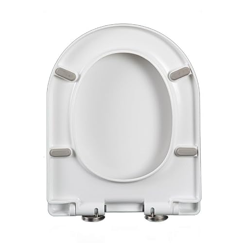 Toilet Seat Soft Close 35.5 * 44CM, 360° Adjustable Hinge for Easy Cleaning, D Shape Toilet Seat, Quick Release Loo Seat Top Fixing Easy Installation