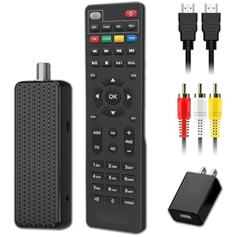 Mini Digital Converter Box for TV,1080P Digital TV Tuner Box with HDMI Output,3RCA Output,Recording and Playback,USB Multimedia Player,ATSC Tuner with HDMI&3RCA Cables,2in1 Remote Control Included Cover