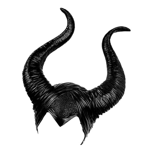 RKK Enterprise Limited GrassVillage Deluxe Evil Witch Horns Hat Latex Black Queen Horns For Halloween Costume Party Fancy Dress Accessory World Book Week Outfit
