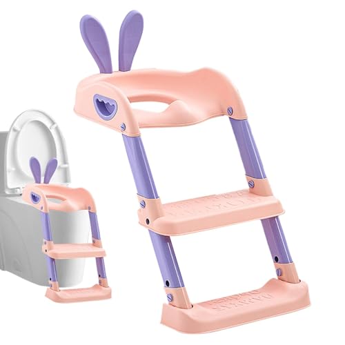 トイレ用の幼児シート、幼児用便座,ステップスツールラダー付きの折りたたみ可能なトイレトレーニングシート | バスルームアクセサリー、6か月から10歳の子供のための滑り止めパッドを添えた安全なトイレ