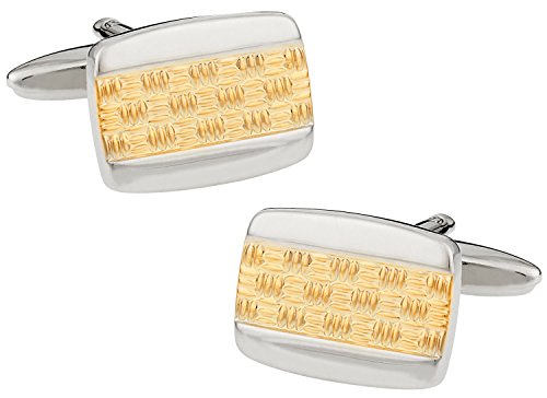 Cuff-Daddy Textured Gold and Silver Cufflinks with Presentation Box
