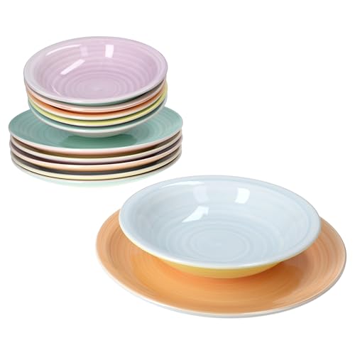 MamboCat Pastello12tlg Tafelservice I buntes Steingut-Geschirr mit...