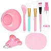 anezus 11 Pcs DIY Facial mask Mixing Tool Kit with Bowl Stick Spatula Silicone Brush Spray Bottle Puff Soaking Bottle Gauges (Pink)