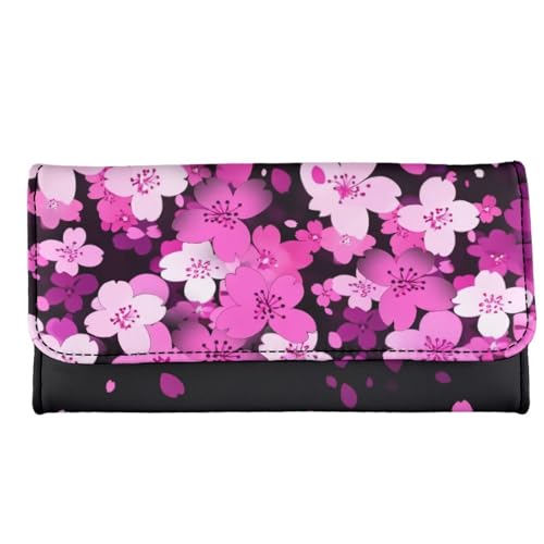 Image of AFPANQZ Wallet for Women Credit Card Holder with Coin Purse and Zipper Wallet, Cherry Blossom Black Women's Clutch Organizer with Christmas Lights Snowman Crutch