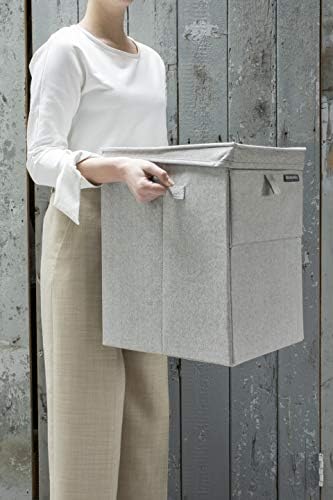 Brabantia - Stackble Laundry Box - Front and Top Opening - Space Efficient - Easy to Unload - Lightweight Grips - Large Opening for Dirty Clothes - Grey - 35L