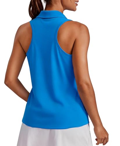 Image of PINSPARK Womens Golf Shirt UPF 50+ Sleeveless Collared Shirts Quick Dry Tennis Polo V-Neck Racerback Athletic Workout Tank