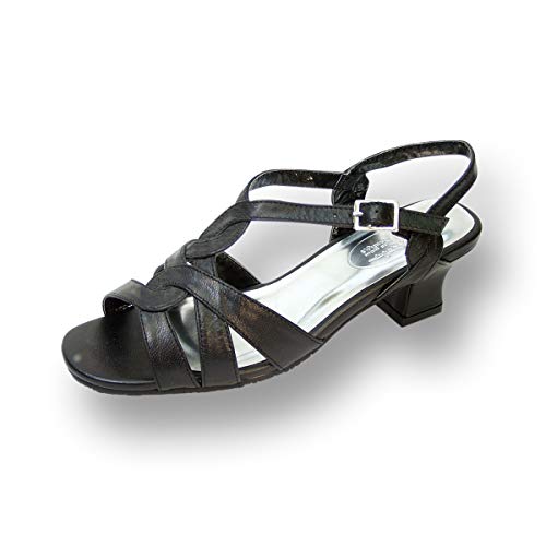 Peerage Monica Women's Wide Width Leather Intertwined Strap Slingback Sandals