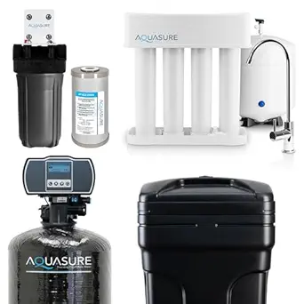 Aquasure Whole House Water Filtration Bundle w/Water Softener, 75 GPD RO System & Dual Purpose Sediment/GAC Pre-Filter (72,000 Grains)