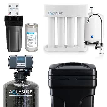 Aquasure Whole House Water Filtration Bundle w/Water Softener, 75 GPD RO System & Dual Purpose Sediment/GAC Pre-Filter (72,000 Grains)