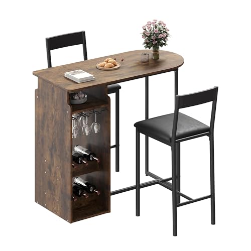GarveeTech Bar Table and Chairs Set for 2, Space-Saving Dining