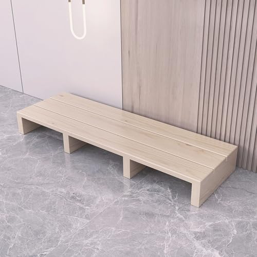 玄関台 踏み台 木製 玄関踏み台 幅60/80cm 玄関ステップ 脚立 低床踏み台 滑り止めマット ひざ負担軽減 高齢者用 介護 ベッドルーム バスルーム キッチン用,Natural,100×30×15