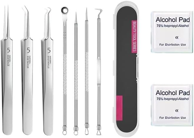 Stainless Steel Blackhead Removal Kit, Blackhead Tools, Stainless Steel Blackhead Remover, for Forehead, Facial and Nose