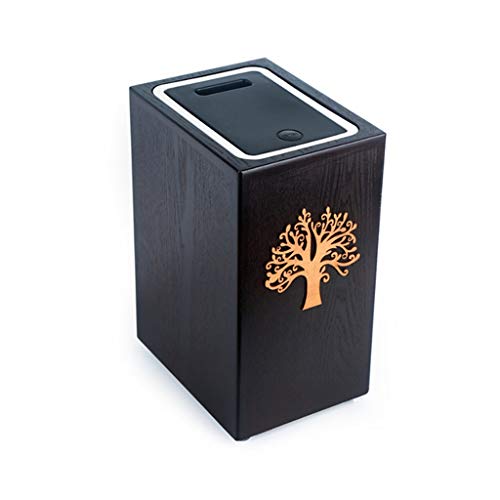 Papelera cuadrada de madera negra con tapa y presión miniatura 1