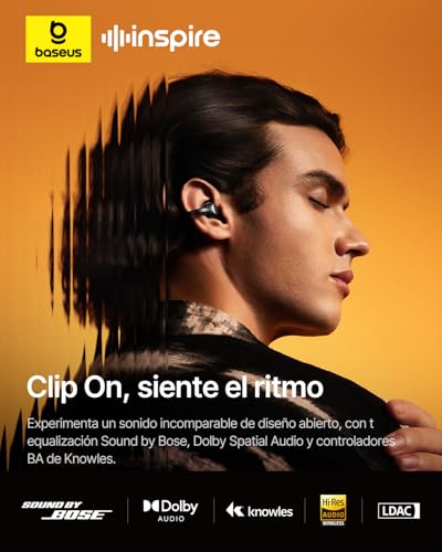 Miniatura 2 de Baseus Inspire XC1 Auriculares Open-Ear, Sound by Bose, Cloud Comfort, con Dolby Audio | Hi-Res | Unidad híbrida de 2 vías | Tweeter Knowles BA, autonomía de 40 h, IP66, Llamadas nítidas con IA