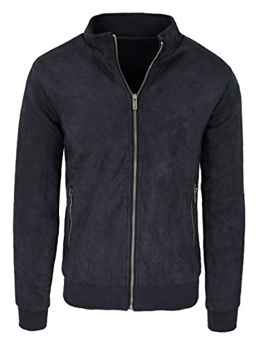 Giacca uomo Scamosciato Evoga Giacca Giubbotto Uomo Scamosciato Slim Fit Giubbino Bomber chiodo (IT, Testo, XL, Regular, Regular, #D1 Nero)