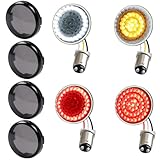 MotoParAcc 1157 Front Rear LED Turn Signal, 2 Inch Bullet Double Contacts Motorcycle Brake Running Light for Harley Street Glide, Dyna, Sportster 1200, Iron 883, Road King 2020