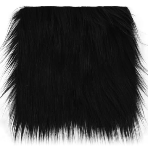 20 x 20 Inch Faux Fur Square Fabric for Therian Mask (Black)
