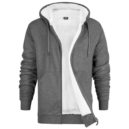 CityComfort Sweat à Capuche Homme Zippé Hoodie Pull Polaire Zippé Veste à Capuche Fourrée Blouson Doublé Vêtement Homme Hiver Chaud Tailles M-XXXL (Gris foncé,...