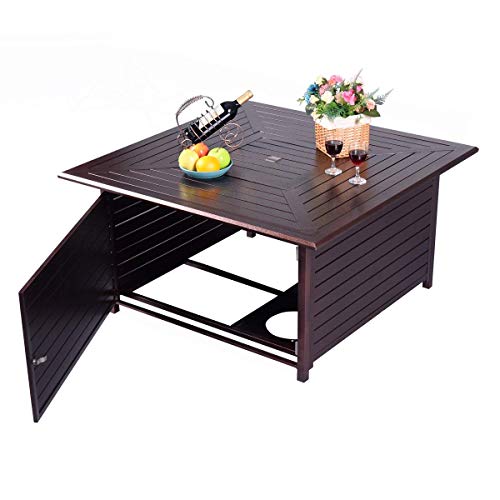 Giantex Fire Pit Table Aluminum Frame Outdoor Propane Gas Table Stove Furniture With Cover #TOP4