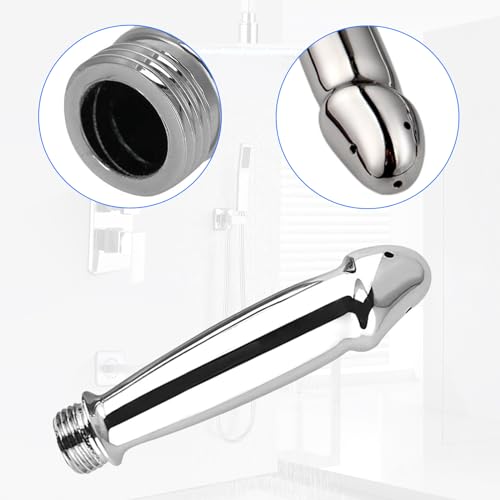 Duschduschset,5 Loch Duschschlauch-Tiefenreinigungssystem für Einlaufdusche mit Bürste,L (Silber)