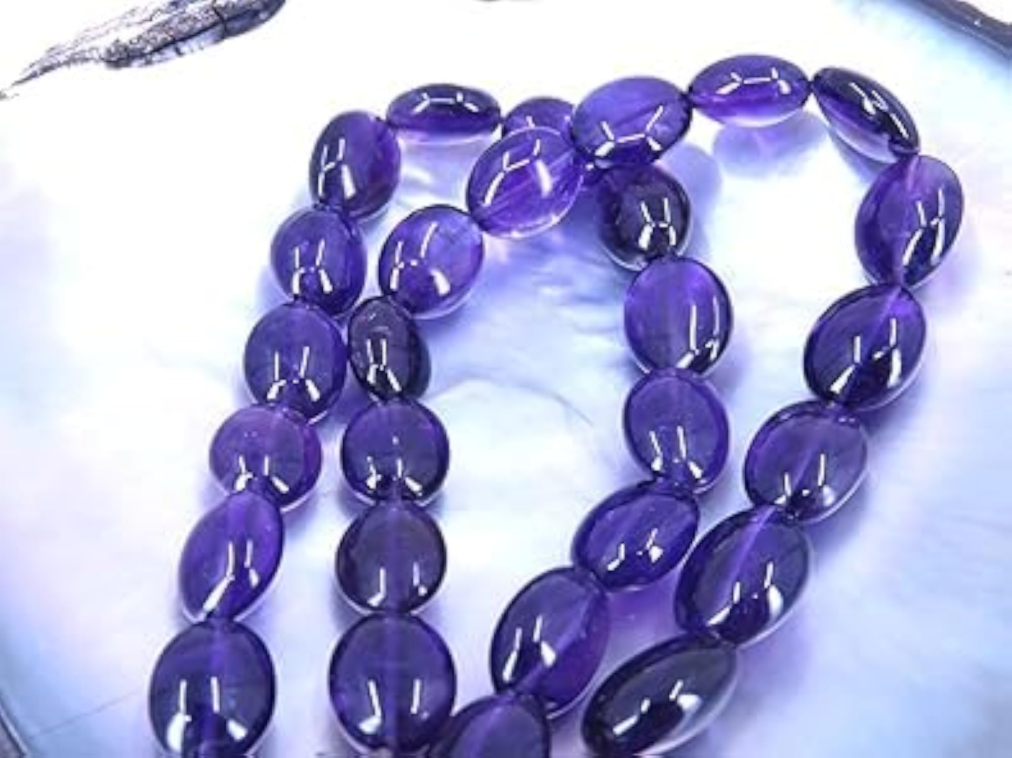 Unisex Purple African Amethyst Beads Necklace, Gemstone